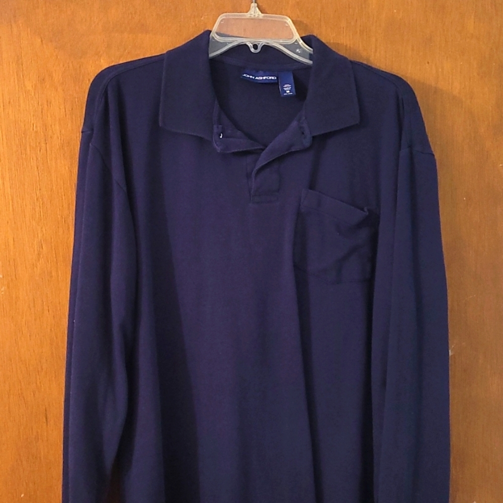 John Ashford long sleeve men's shirt, blue, Medium